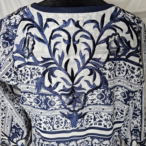 Gretchen Scott Designs Blue and White Midi Dress - Picture 3 of 7